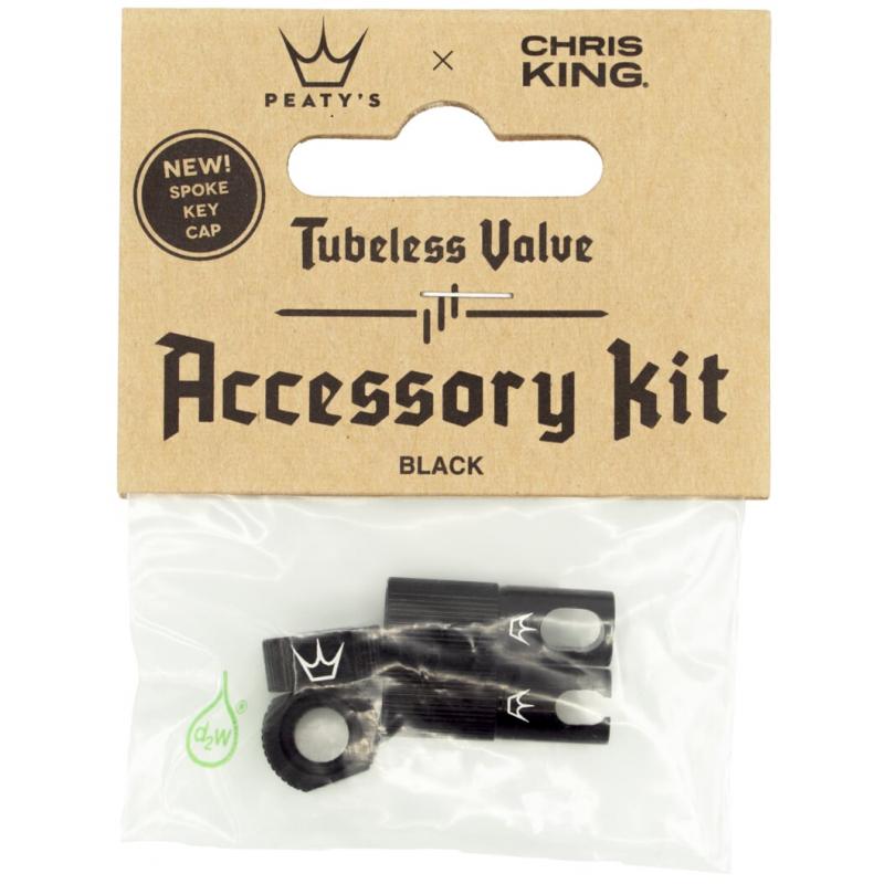 Fotografie Čepičky Peatys X Chris King MK2 Tubeless Valves Accessory Kit - 1 pár, černá