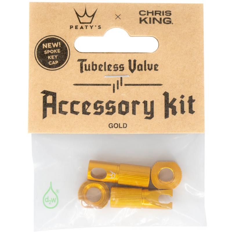 Fotografie Čepičky Peatys X Chris King MK2 Tubeless Valves Accessory Kit - 1 pár, zlatá