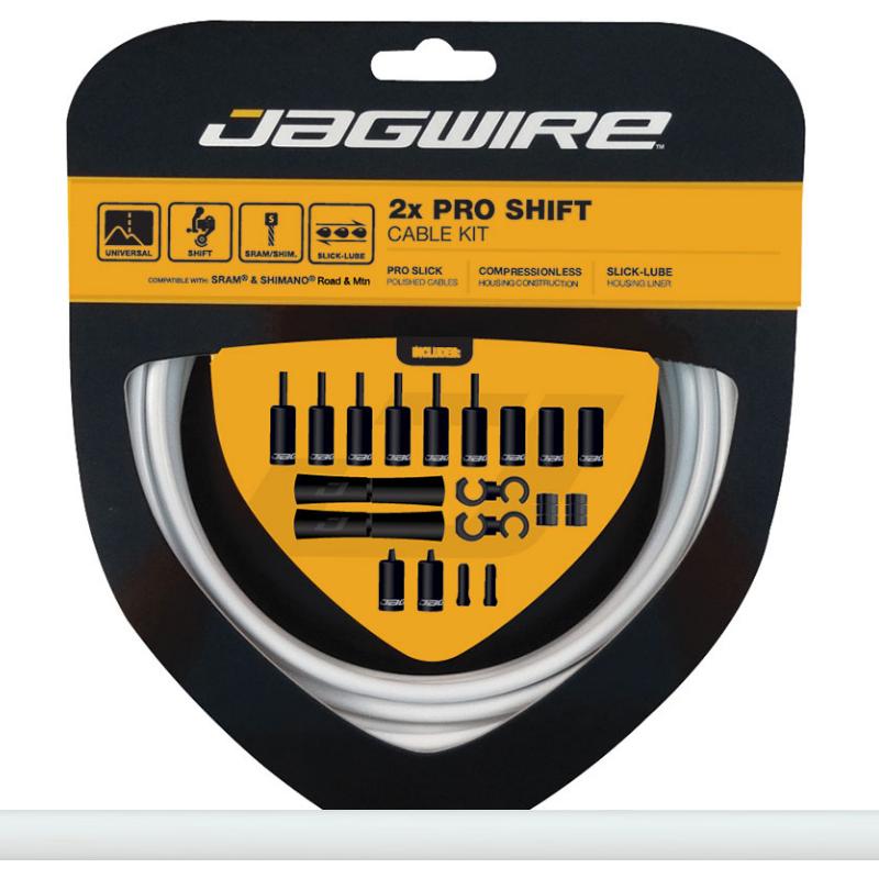 Fotografie Jagwire Pro Shift Kit PCK504 - 2x řadící sada Shimano, Sram, délka lanka 2800 a 2300 mm, bílá